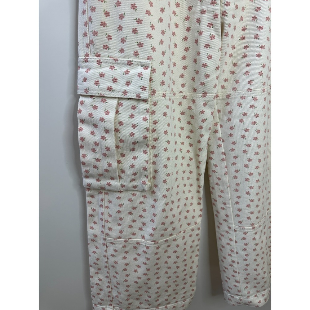 Altar'd State Ellis Floral Cargo Pants Cream Pink High Rise Wide Leg Size Medium - Picture 4 of 16